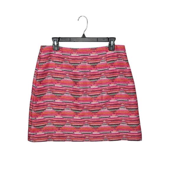 LOFT Dresses & Skirts - Loft Ikat Jacquard A-Line Mini Skirt Size 8 Medium Textured Pink Geometric
